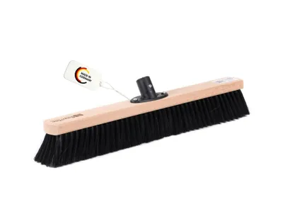 Produktbild von Saalbesen 60cm Breit mit schwarzen Kunsthaar-Borsten und QuickFix-Stielhalter weicher Industriebesen Besen ohne Stiel