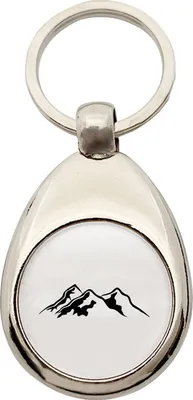 Produktbild von Huuraa Schlüsselanhänger Berg Silhouette Mountain Metall Schlüsselring Einkaufswagenchip Geschenkidee