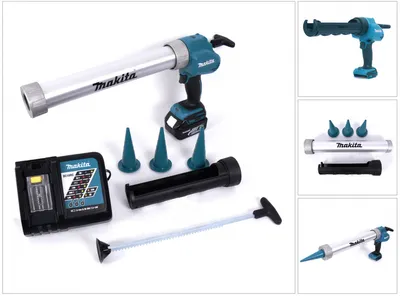 Produktbild von Makita V Li-Ion Kartuschenpistole mit Beutelhalter, Akku und Ladegerät;  DCG 180 RF1B
