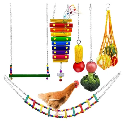 Imagen del producto de Juego de 6 juguetes de colores para gallinas