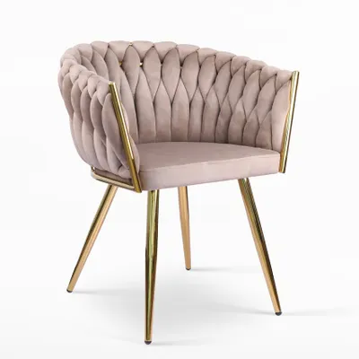 Produktbild von Design-Sessel aus Samt mit goldenen Beinen und Armlehnen Versailles - Braun