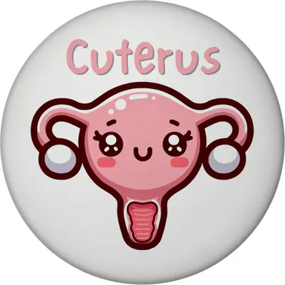 Produktbild von Gebärmutter Kawaii Magnet rund mit Spruch Cuterus