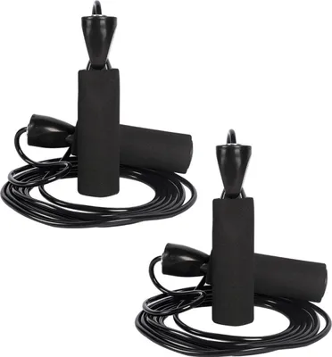 Produktbild von 2er Pack Fitness Springseil - 2,8m Speed Rope für Hüpf Training Boxen Ausdauer Sport Workout Seilspringen Ausdauer & Abnehmen Springseile für Kinder & Erwachsene Sprungseil - Hüpfseil Farbe schwarz