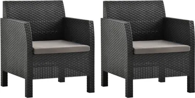 Produktbild von Gartenstühle mit Kissen 2 Stk. PP Rattan Anthrazit