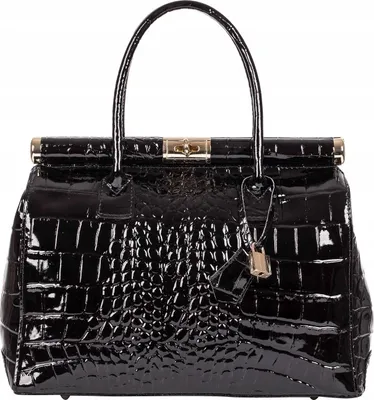 Immagine prodotto di Borsa Da Donna Italiana Vera Pelle, Vernice Naturale Nera