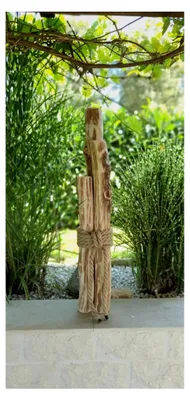 Produktbild von Maritime Windlichtsäulen aus Haselnuss - Naturholz Dekoration für Haus und Garten (60 cm)