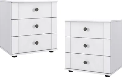 Produktbild von Nachttisch 2er Set, je 3 Schubladen, weiß, CROPANI-43