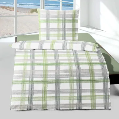 Produktbild von Traumschlaf Seersucker Bettwäsche Bari lind 155x220 cm + 80x80 cm