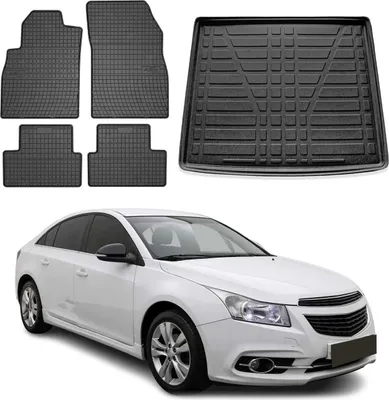 Produktbild von Fußmatten & Kofferraumwanne Set für Chevrolet Cruze Limo 2009-2024 Gummi TPE 5x