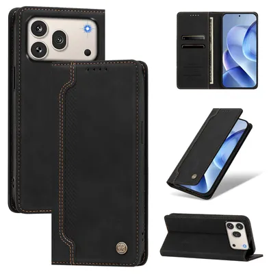 Obrázek produktu pro Pouzdro pro Honor 600 /Honor 600 Pro,Polyuretankožené peněženkové flipové pouzdro s přihrádkami na karty a stojánkem Černá