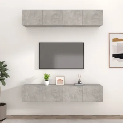 Produktbild von The Living Store TV-Schränke 4 Stk. Betongrau 80x30x30 cm Holzwerkstoff