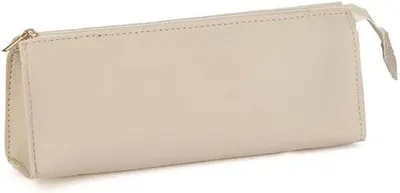Produktbild von Kosmetik- und Büroartikel-Tasche, kleine Leder-Pochette, Büroartikel-Tasche, Reisetasche für Stifte, Bleistifte, Füller (gebrochen weiß)