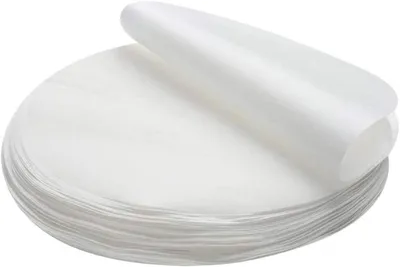 Zdjęcie produktu dla Papier do pieczenia, okrągły, z powłoką antyadhezyjną, 100 sztuk, odporny na temperaturę do 260°C, do form do ciast
