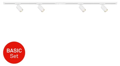 Produktbild von Briloner Rail Schienensystem, Starterset, 4x GU10 Spots, Schwenkbar, Drehbar, Weiß, 1,5 m