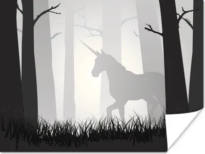 Produktbild von MuchoWow® Poster Eine Illustration eines Einhorns in einem nebligen Wald - Mädchen - Kind - Kinder 120x90 cm - Wandbild