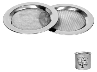 Produktbild von 2 Stück Räuchersiebe aus Edelstahl für Duftlampen und Räucherstövchen, hitzebeständiges Sieb Ø 10 cm, geeignet für Räucherwerk und Ölbrenner