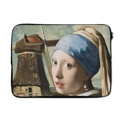 Produktbild von MuchoWow® Laptop Hülle 14 ZollDas Mädchen mit dem Perlenohrring - Mühle - Vermeer Laptoptasche - Laptoptasche - Stoßsicher - Schutzhaube