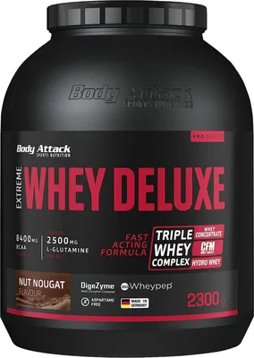Produktbild von Body Attack 500-334, Pulver, Molkenproteinkonzentrat, Nuss, L-Alanin, L-Arginin, L-Asparaginsäure, L-Cystein, L-Glutaminsäure, L-Glutamin, L-Glycin,..., C, B2, B6, B1, E, B12, 40,5 g
