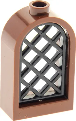Image de 1x Lego fenêtre cadre 1x2x2 rouge brun rond grille droite noir 30046 30044