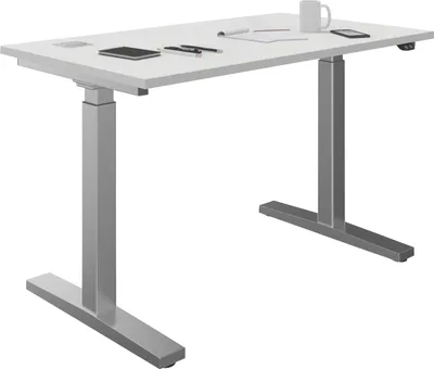 Produktbild von Schreibtisch - Grau - Weiß - Stahlgestell - B 160 cm - motorisch höhenverstellbar