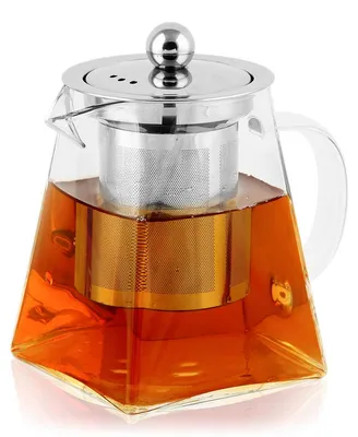 Glas-Teekanne 900 ml mit Filter, hitzebeständig, spülmaschinengeeignet