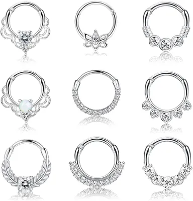 Zdjęcie produktu dla Kolczyki do przekłucia Septum - Opale, model Daith - Stal chirurgiczna 316L - Biżuteria do piercingu - Przyjazna dla skóry - Damskie