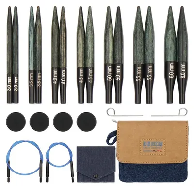 Productafbeelding van Verwisselbare breinaalden set - Rondbreinaalden - Indigo - 27 en 30 cm - 3,0 tot 6,0 mm