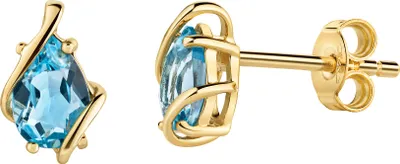 Zdjęcie produktu dla Fascination by Ellen K. Kolczyki sztyfty 375/- żółte złoto błyszczący niebieski topaz