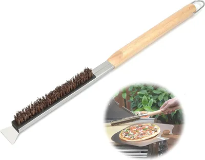 Produktbild von Reinigungsbürste für Pizzaöfen mit Schaber, Holzgriff, tragbares Küchenzubehör-Set zum Grillen