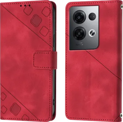 Produktbild von Hülle für OPPO Reno8 Pro 5G Prägung Flip Leder Brieftasche Schutzhülle mit Ständer Rot