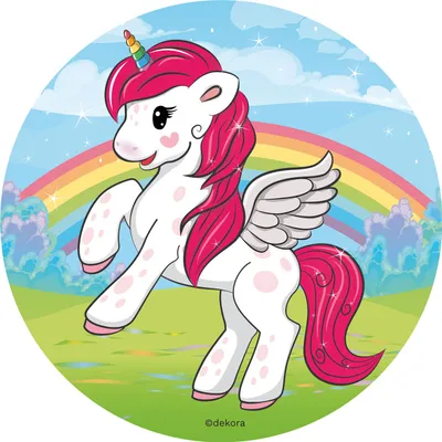 Obrázok produktu pre Jedlá dekorácia na tortu Unicorn Cake Topper Dekorácia na tortu 16 cm alebo 20 cm, motív: Unicorn č. 4. 20 cm