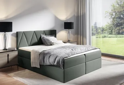 Produktbild von Kontinentales Bett GISELA – 180x200, grau + Gratis-Topper