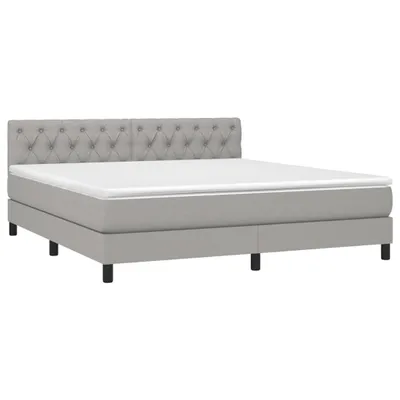 Produktbild von Boxspringbett mit Matratze Hellgrau 160x200 cm Stoff