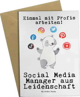 Produktbild von Mr. & Mrs. Panda spruchkarte Social Media Manager Leidenschaft - Weiß - Geschenk, hochzeitskarten, Klappkarte, weihnachtskarten, Grußkarten, osterkarte, Beileidskarte