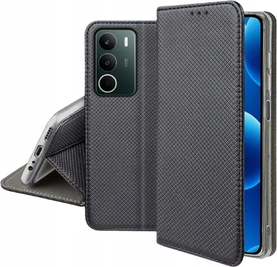 Obrázek produktu pro Pouzdro s klopou pro Realme C71 Uzavíratelné černé pouzdro + sklo 9H