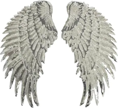 Produktbild von Flügel-Paillette XXL-Emblem-Patch-Set zum Aufbügeln, Silber