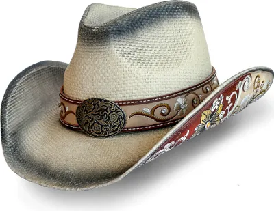 Produktbild von Damen Westernhut Cowboy Biker Strohhut »Paola« Creme Schwarz