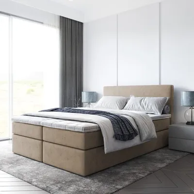 Produktbild von Bett Boxspringbett TOP, mit Topper T25 und Bettkästen - Doppelbett, Stauraum, Schlafzimmer, Polsterbett, Bettgestell (180x200 ,Cappuccino - ITAKA 48)