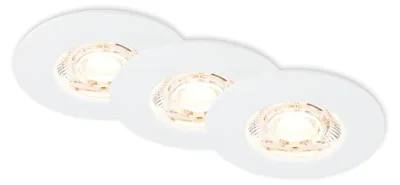 Zdjęcie produktu dla BRILONER KULANA MINI reflektor wpuszczany LED do łazienki, zestaw 3 sztuk, stopień ochrony IP44, płaska konstrukcja, ciepłe białe światło, biały, 6,5 x 2,5 cm