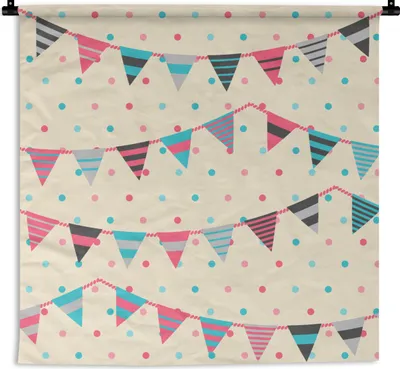 Produktbild von MuchoWow® Wandteppich Wandbehang Girlanden - Muster - Pastell 60x60 cm Tapisserie Dekoration Wandtuch - Dekorationen - Wand Decke