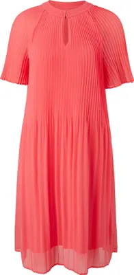 Produktbild von comma Chiffon Midi Kleid mit Plissee, kurzen Ärmeln, Schlitz-Ausschnitt, leicht gefüttert