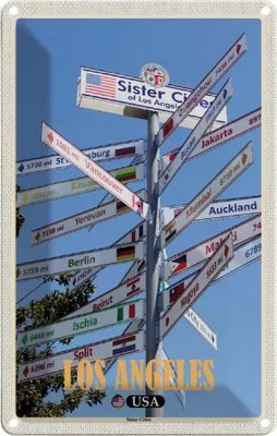 Produktbild von vianmo Blechschild 18x12 cm Los Angeles USA Sister Citieser Bildmotiv Reisemotiv Abenteuer Reisen