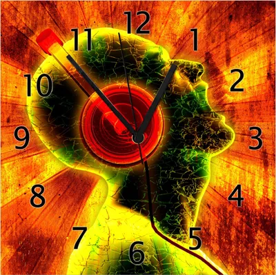 Produktbild von Wallario Design Wanduhr Musik mit Kopfhörern aus Echtglas, Größe 30 x 30 cm