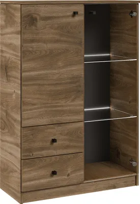Produktbild von Vitrine Wilma I ohne LED-Beleuchtung Glas Bar Schrank Schränke Regal Holz Möbel Farbe: Brandy Castello