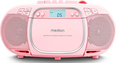 Produktbild von MEDION E66476 Stereo Sound System (Boombox, CD-Player, MP3, Kassette, tragbarer Kassettenspieler für Kinder, UKW Radio, AUX, Kopfhörer, Netz & Batterie) Pink