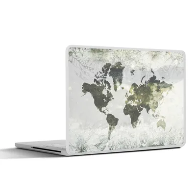 Produktbild von MuchoWow® Laptop Aufkleber Sticker Cover Weltkarte - Blumen - Gelb 30x22 cm - Laptop-Sticker