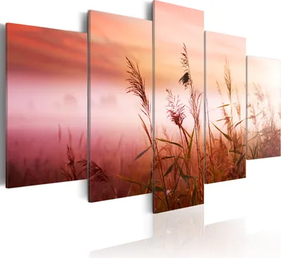 Produktbild von Leinwandbilder Natur 200x100 cm Vlies Leinwandbild 5 tlg Kunstdruck modern Wandbilder XXL Wanddekoration Design Wand Bild - Wiese Getriede Landschaft 030212-8