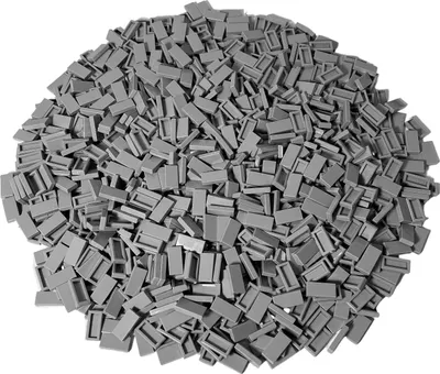 A pile of small, gray LEGO bricks.