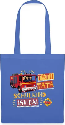 Produktbild von Spreadshirt Feuerwehrmann Sam™ Tatü Tata Schulkind Ist Da Stoffbeutel, One size, Hellblau