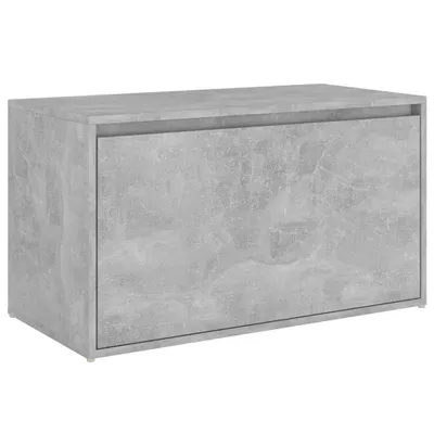 A close-up of a concrete gray storage bench.